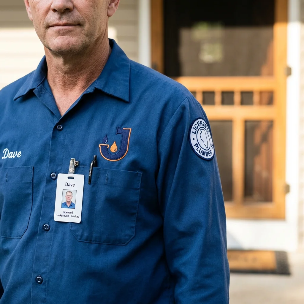 Licensed plumber showing ID badge in Monaca, PA