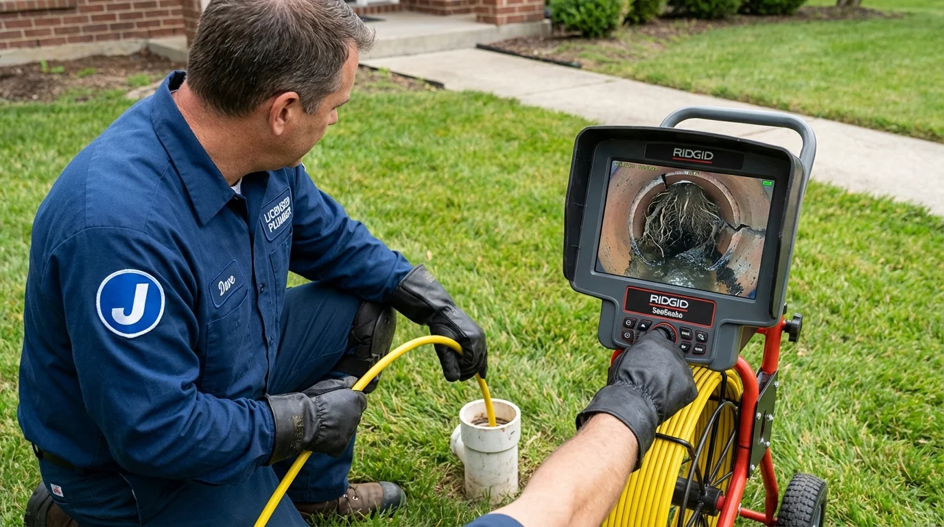 Sewer camera inspection being performed by Johns Plumbing LLC in Monaca